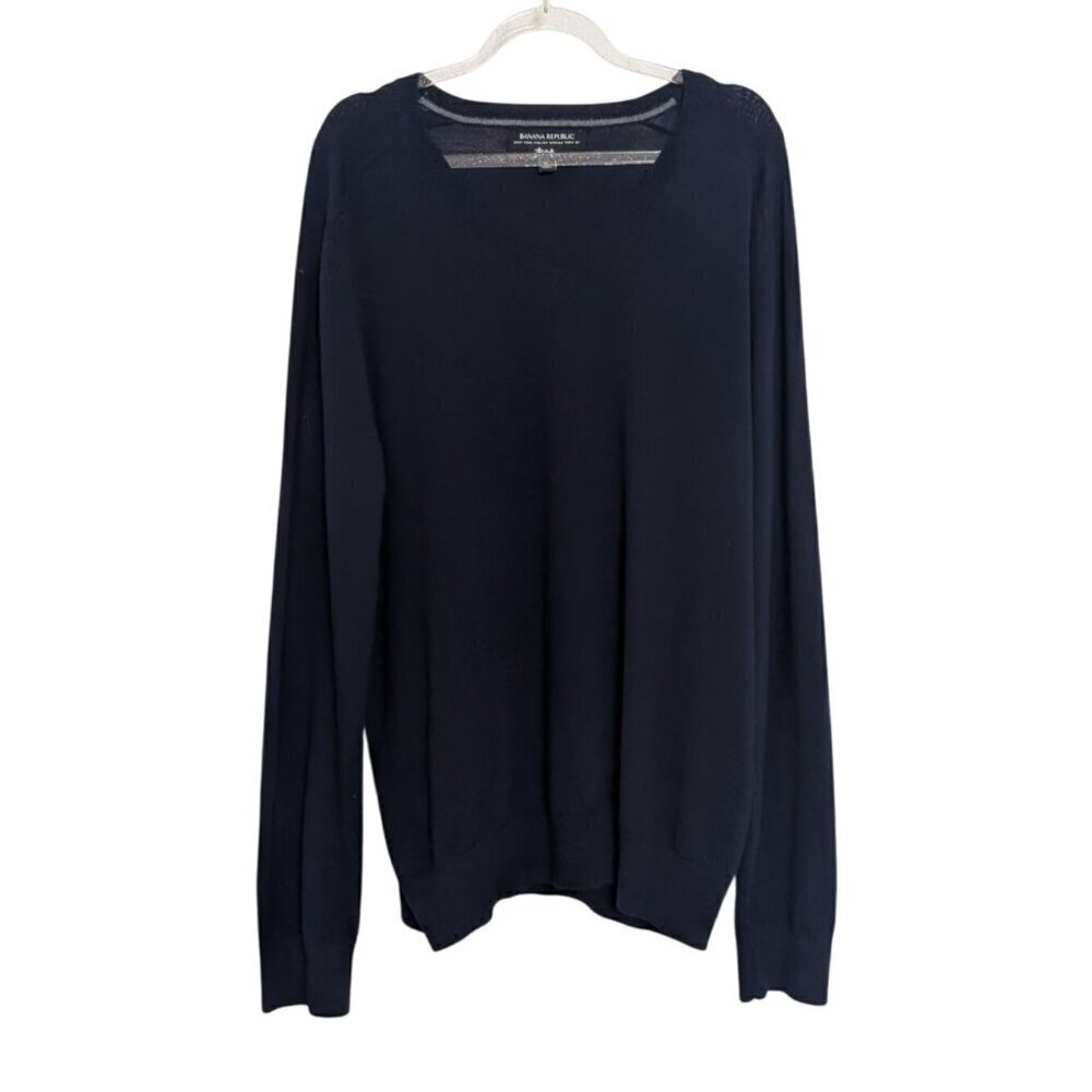 Banana Republic Baruffa Merino Wool Sweater Mens Size Large Blue Long Sleeve